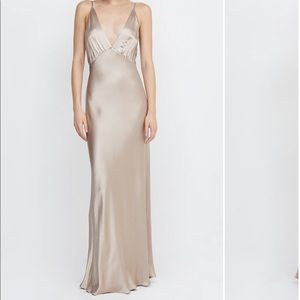 Bec & Bridge Lorelai V Maxi Dress - champagne floor length dress